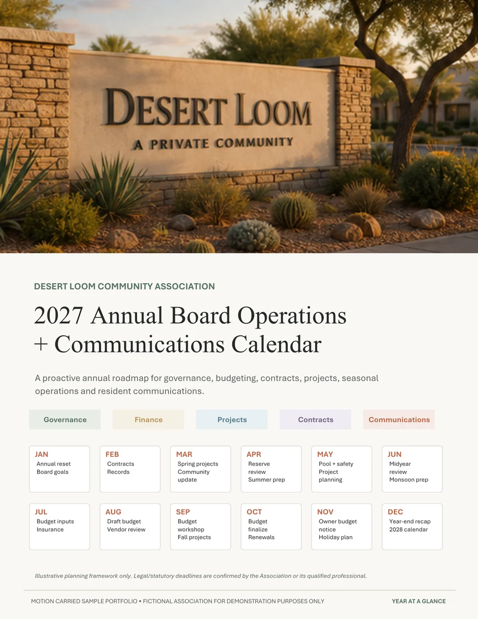 Annual operations and communications calendar
