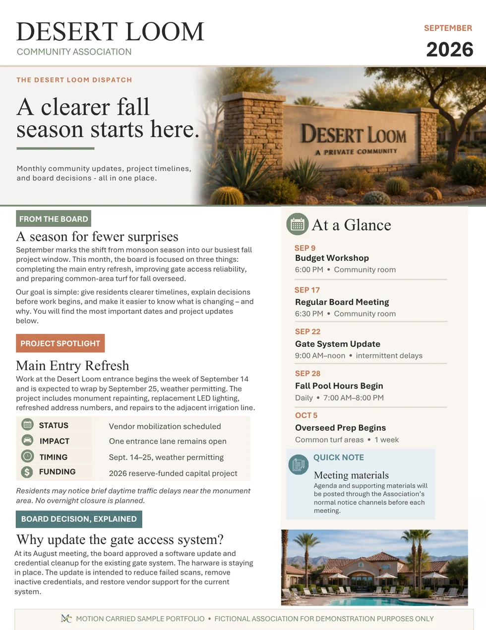 Sample community newsletter